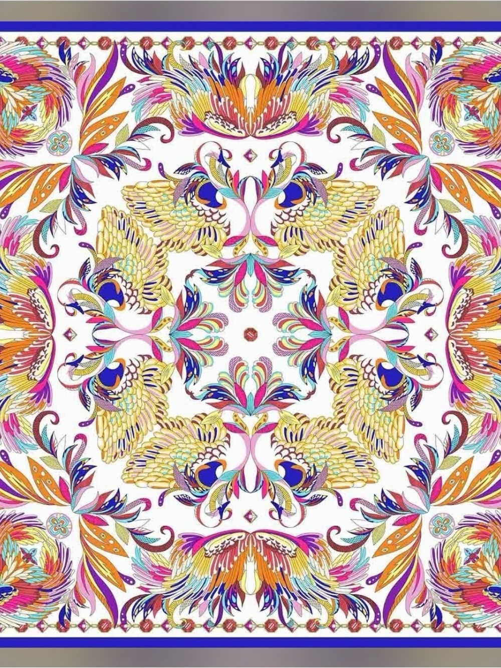 NEW 🦚 Vibrant European Silk Scarf P